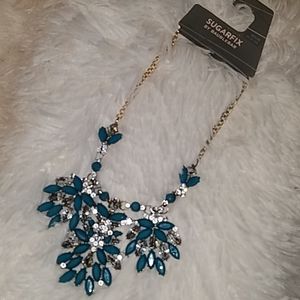 Sugarfix NWT teal and crystal statement necklace